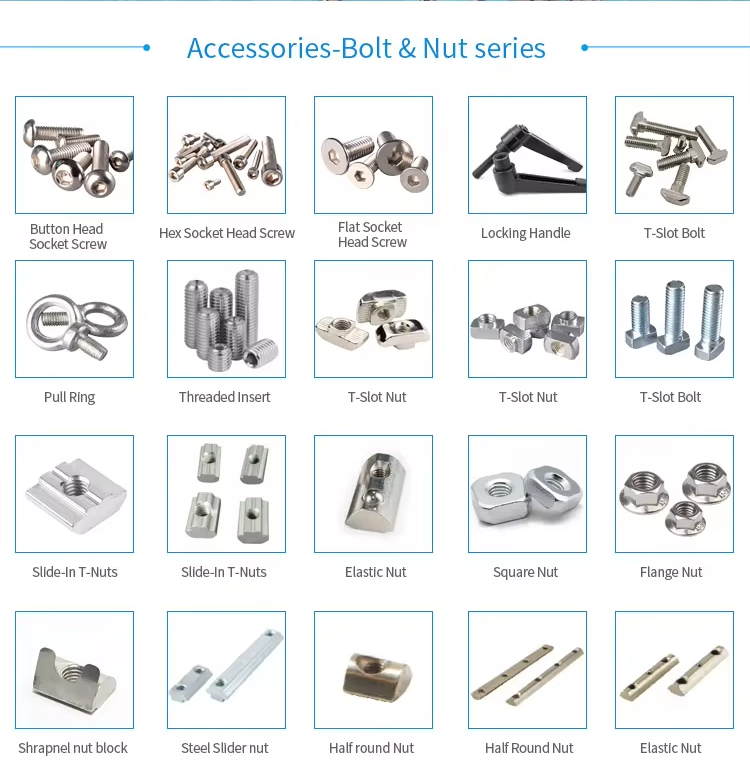 Slot bolt and nut for modular profiles