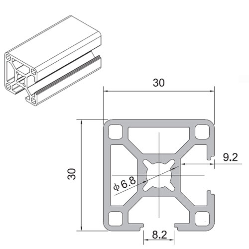 3030 anodized aluminium extrusion profile