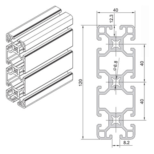 4040 V Slot aluminum profile anodized