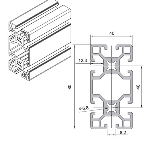 4040 T-slot aluminum extrusion for structural and modular assemblies