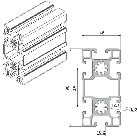 4590 aluminium T-slot profile heavy-duty application