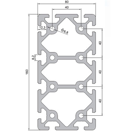 8080 aluminium modular frame for conveyor system and workstation