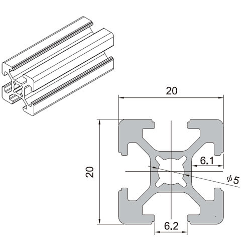 2020 T-slot aluminum extrusion profile