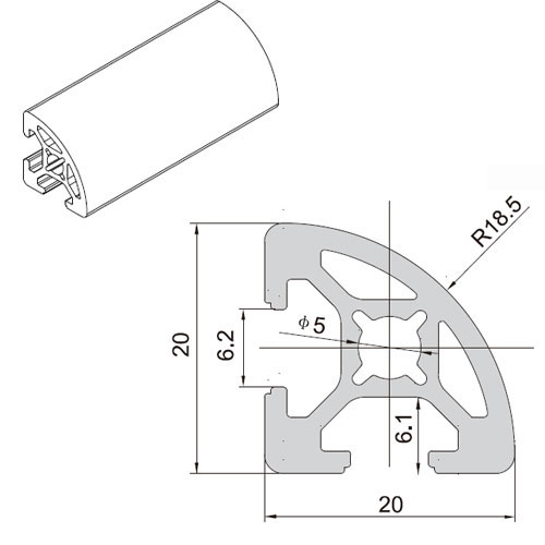 2020 aluminum profile precise cross section