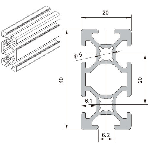 2020 T-slot aluminum profile for automation frames