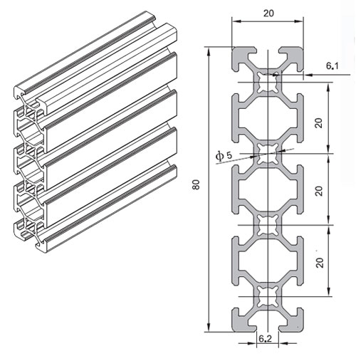 2020 modular T-slot aluminum profile